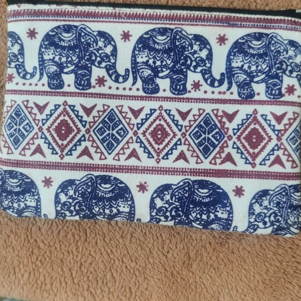 Elephant Patterned Pouch 6.5 In L x 4.5 In D